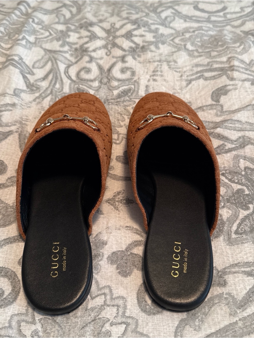 Gucci women’s Brown Suede Horsebit Slip-On Loafers - Picture 3 of 8